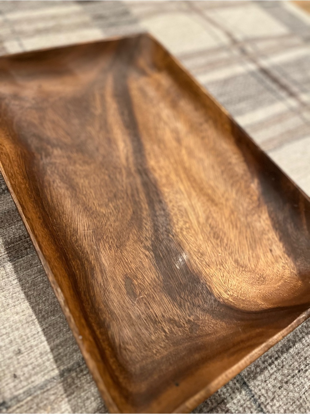 Hand-Carved Wood Tray in Warm Brown Tones
